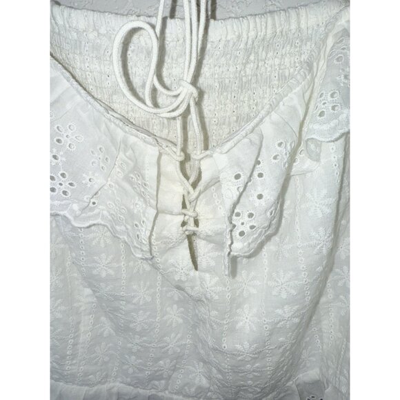 Cider White Off Shoulder Top Ruffles Puff Sleeves Eyelet Lace Embroidery 3X K - Picture 2 of 8